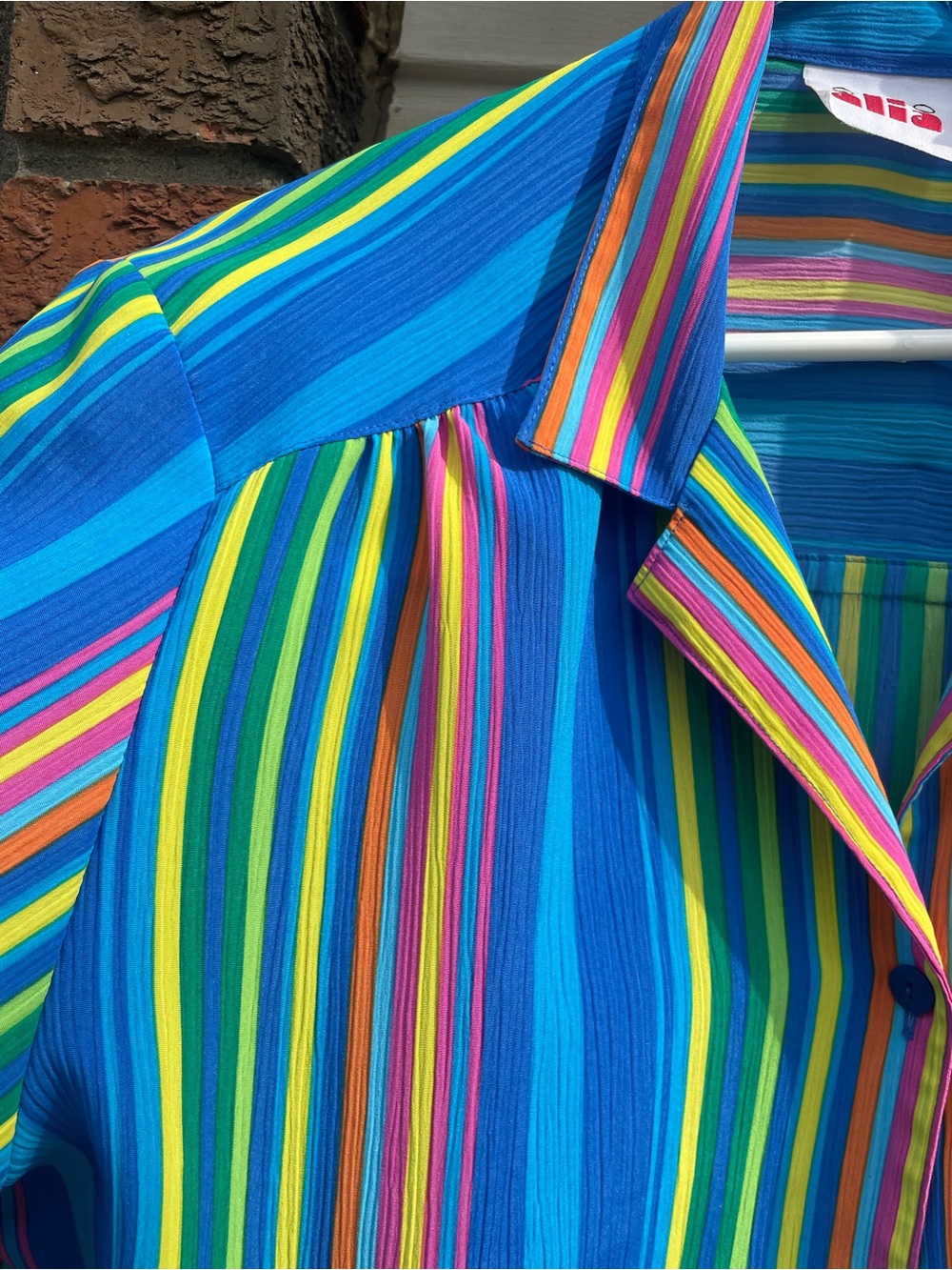 Bright Striped Button Up Blouse